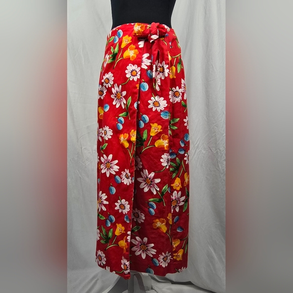 Portraits by Northern Isles Vintage Tropical Floral Wrap Midi Skirt sz PM - Picture 3 of 6